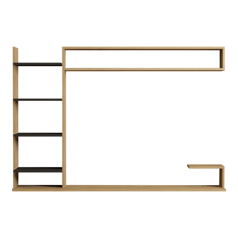 Σύνθετο σαλονιού επιτοίχιο Dilan pakoworld σε oak-ανθρακί απόχρωση 180x29,60x121,80εκ 5