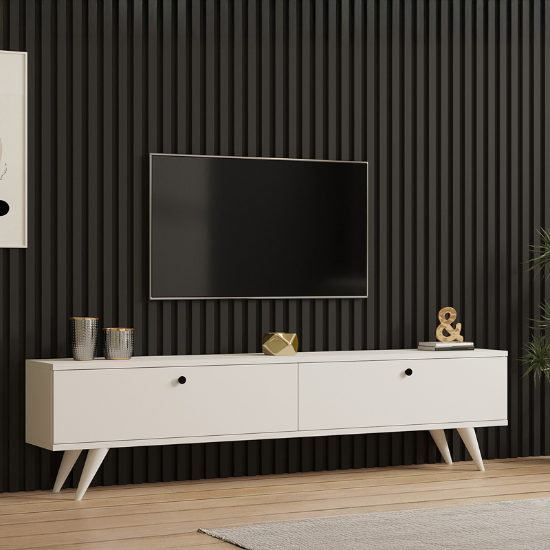 Έπιπλο τηλεόρασης Jate pakoworld σε λευκή απόχρωση 160x25x40εκ 2