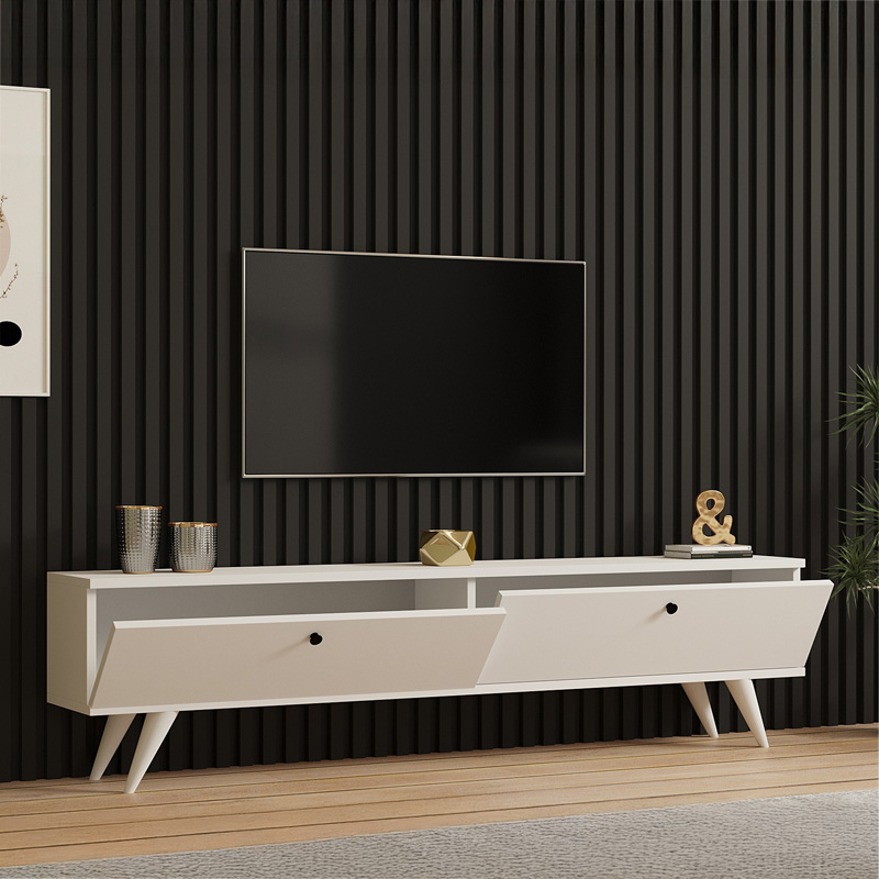 Έπιπλο τηλεόρασης Jate pakoworld σε λευκή απόχρωση 160x25x40εκ 3