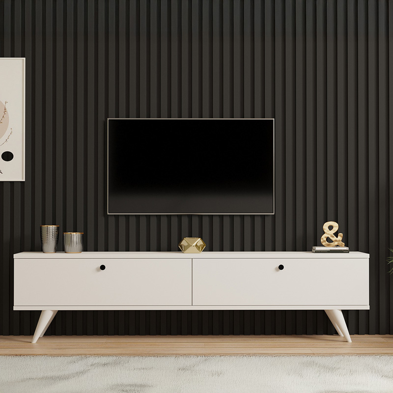 Έπιπλο τηλεόρασης Jate pakoworld σε λευκή απόχρωση 160x25x40εκ 4
