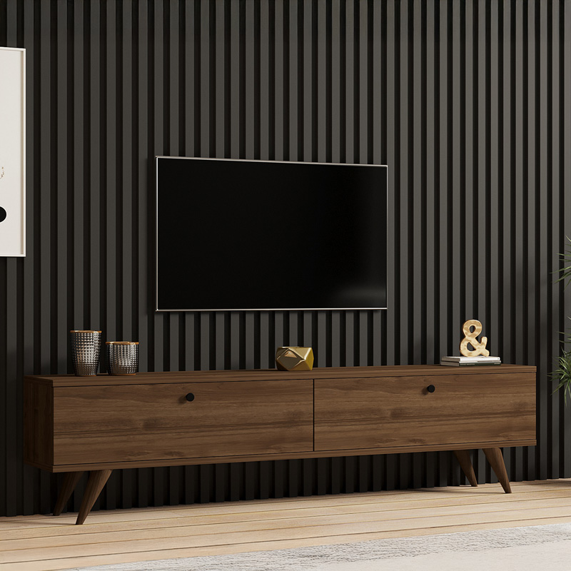 Έπιπλο τηλεόρασης Jate pakoworld σε καρυδί απόχρωση 160x25x40εκ 1