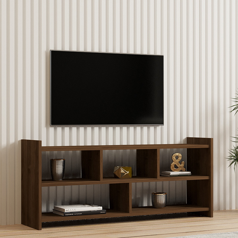Έπιπλο τηλεόρασης Kapri pakoworld σε καρυδί απόχρωση 120x28x55εκ 2