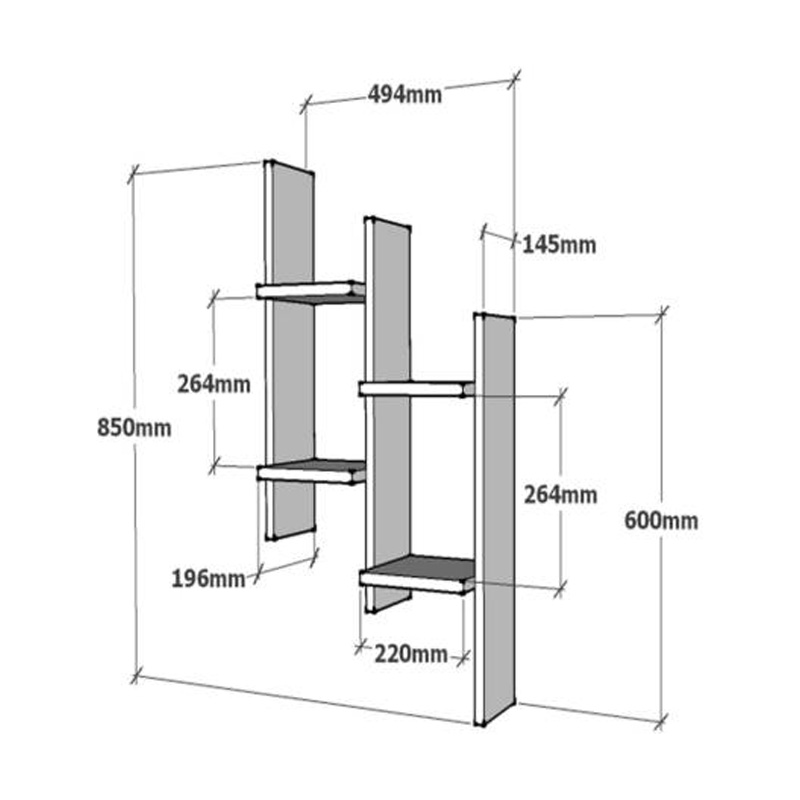 Ραφιέρα τοίχου Tabal pakoworld σε λευκή απόχρωση 49.4x14.5x85εκ 2