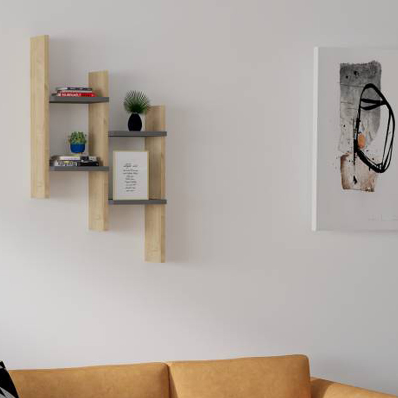 Ραφιέρα τοίχου Tabal pakoworld σε oak απόχρωση 49.4x14.5x85εκ 2