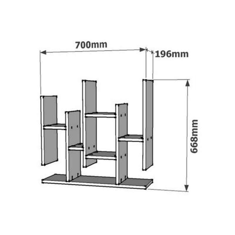 Ραφιέρα τοίχου Bemba pakoworld σε καρυδί απόχρωση 70x19,6x68,8εκ 3