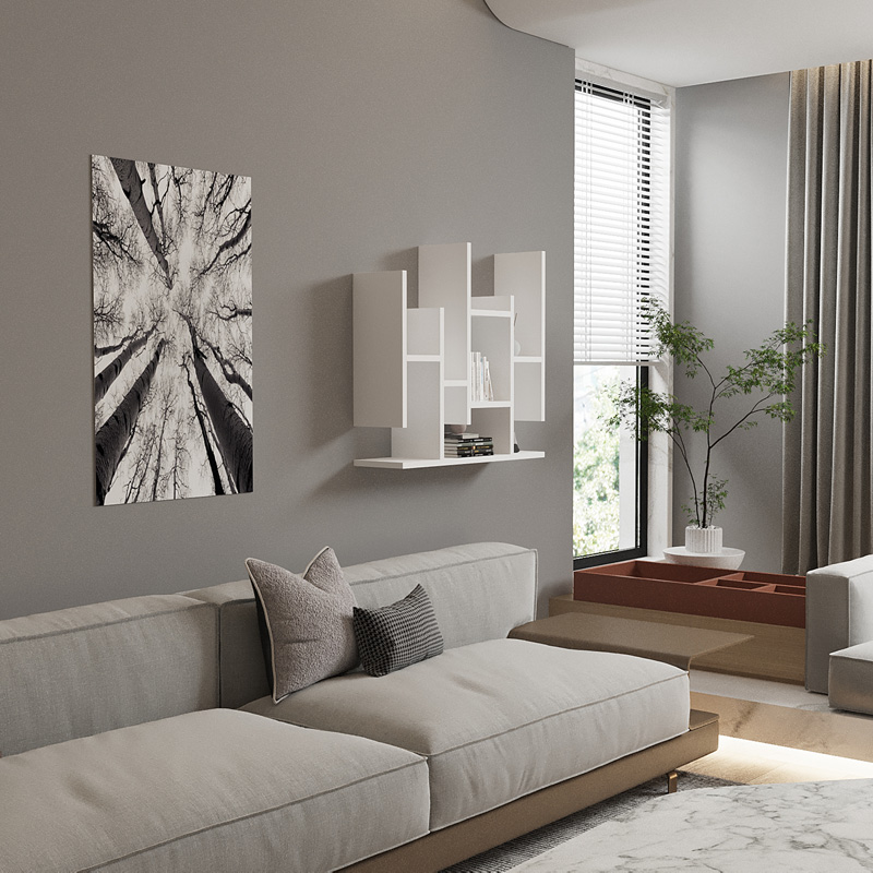 Ραφιέρα τοίχου Bemba pakoworld σε λευκή απόχρωση 70x19,6x68,8εκ 2