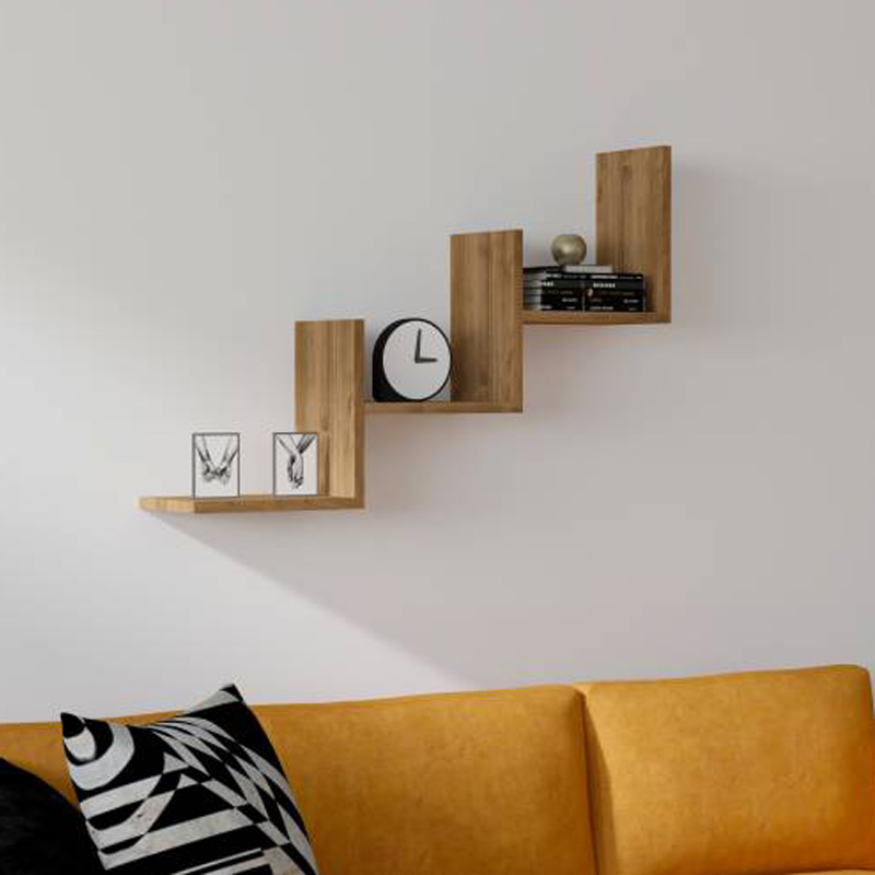 Ραφιέρα τοίχου Mauer pakoworld σε καρυδι απόχρωση 90x19,6x60εκ 2