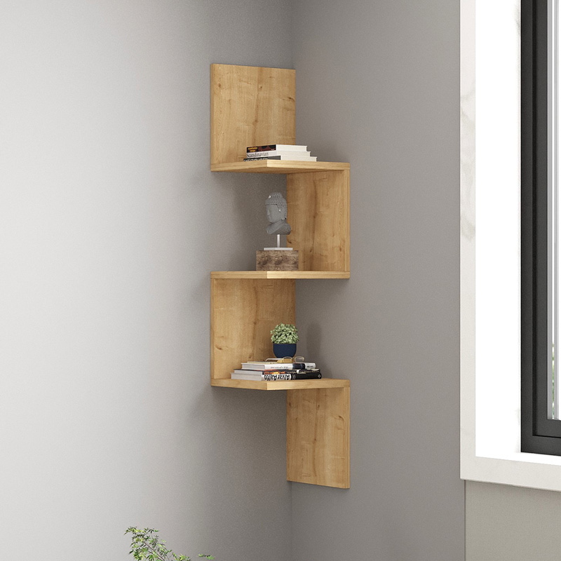 Ραφιέρα γωνιακή τοίχου Insta pakoworld σε oak απόχρωση 25x25x105,5εκ 1