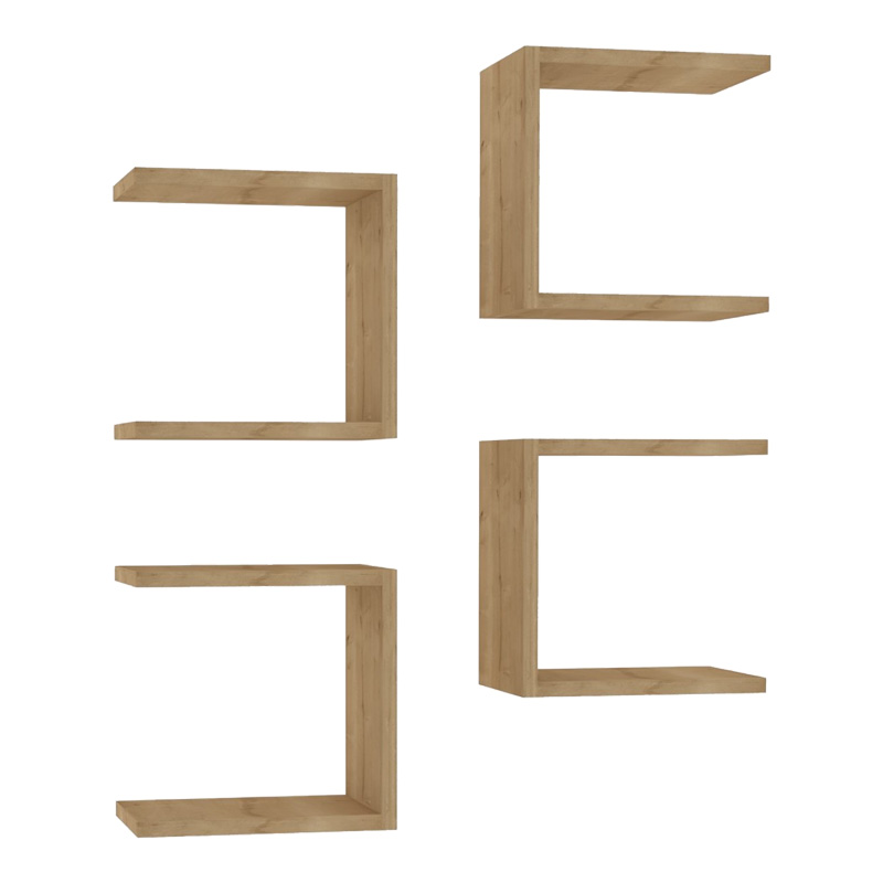 Ραφιέρα τοίχου Perari pakoworld 4τεμ.σε oak απόχρωση 30x19.6x30εκ 1