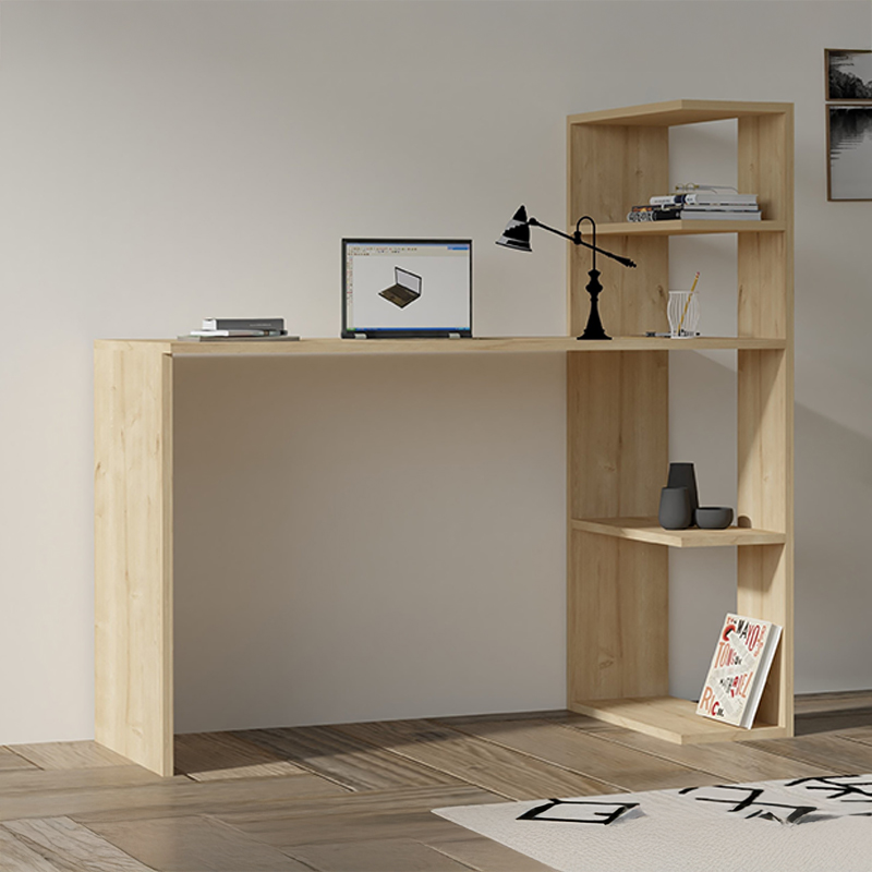 Γραφείο με βιβλιοθήκη Mergo pakoworld σε oak απόχρωση 121x51x75εκ 2