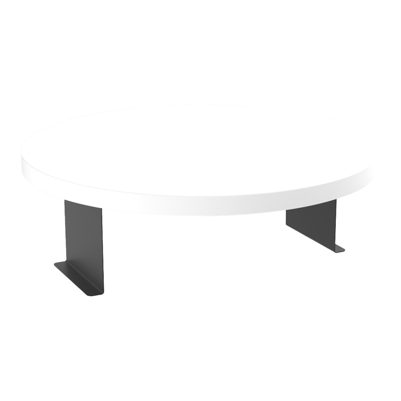 Βοηθητικό τραπεζάκι Linea pakoworld σε λευκή απόχρωση με μαύρα μεταλλικά πόδια Φ35,5x5εκ 1