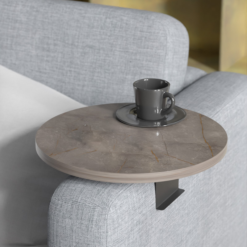 Βοηθητικό τραπεζάκι Linea pakoworld σε ανθρακί με μαύρα μεταλλικά πόδια Φ35,5x5εκ 2