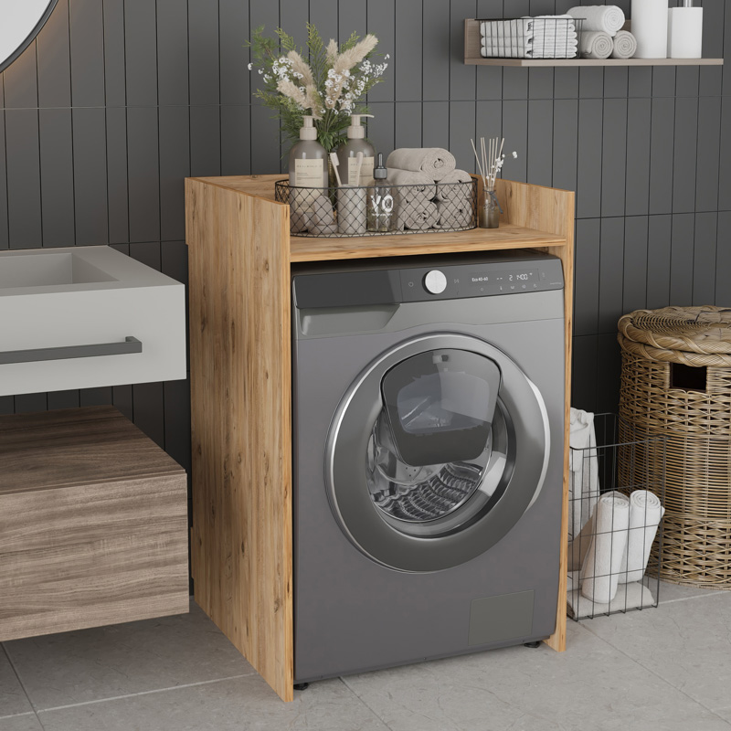 Έπιπλο πλυντηρίου Cuci pakoworld σε oak απόχρωση 60x62x99εκ 1