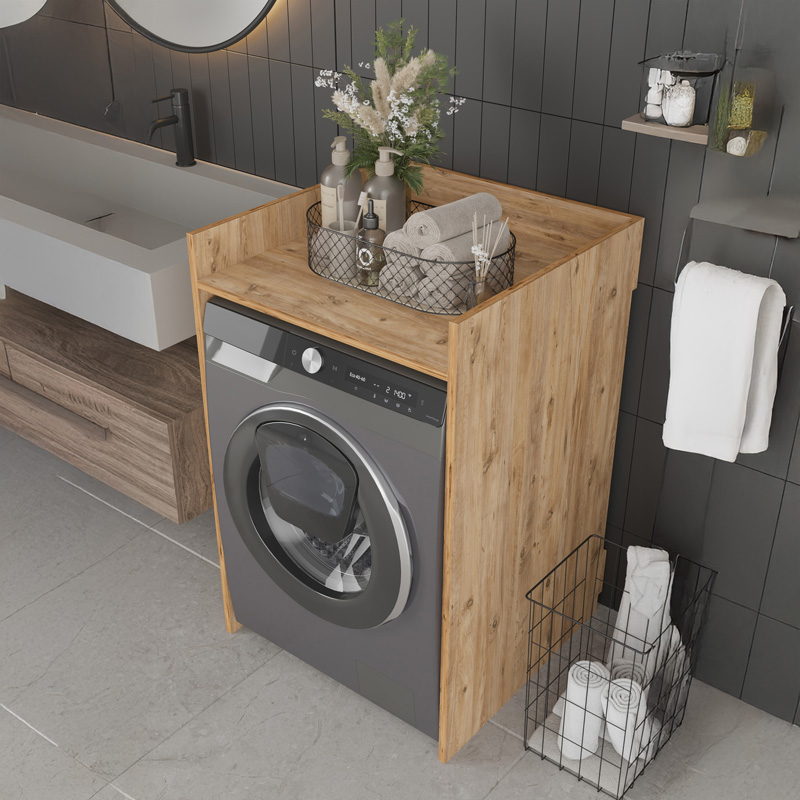 Έπιπλο πλυντηρίου Cuci pakoworld σε oak απόχρωση 60x62x99εκ 3
