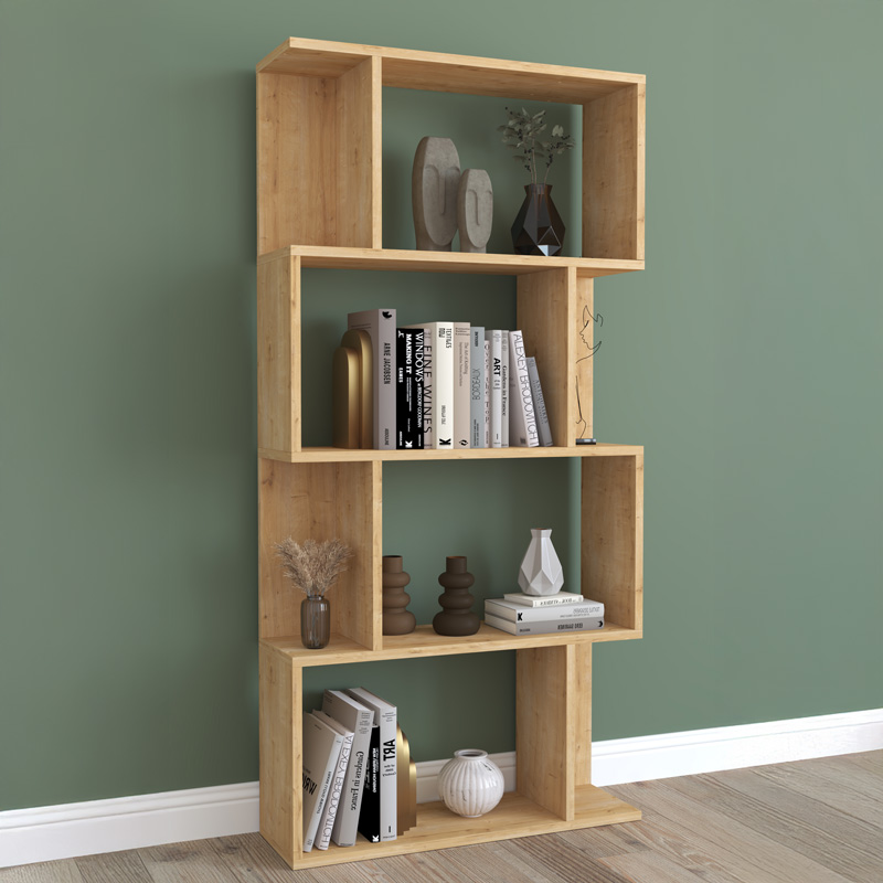 Βιβλιοθήκη Kadu pakoworld σε oak απόχρωση 72x22x147εκ 1