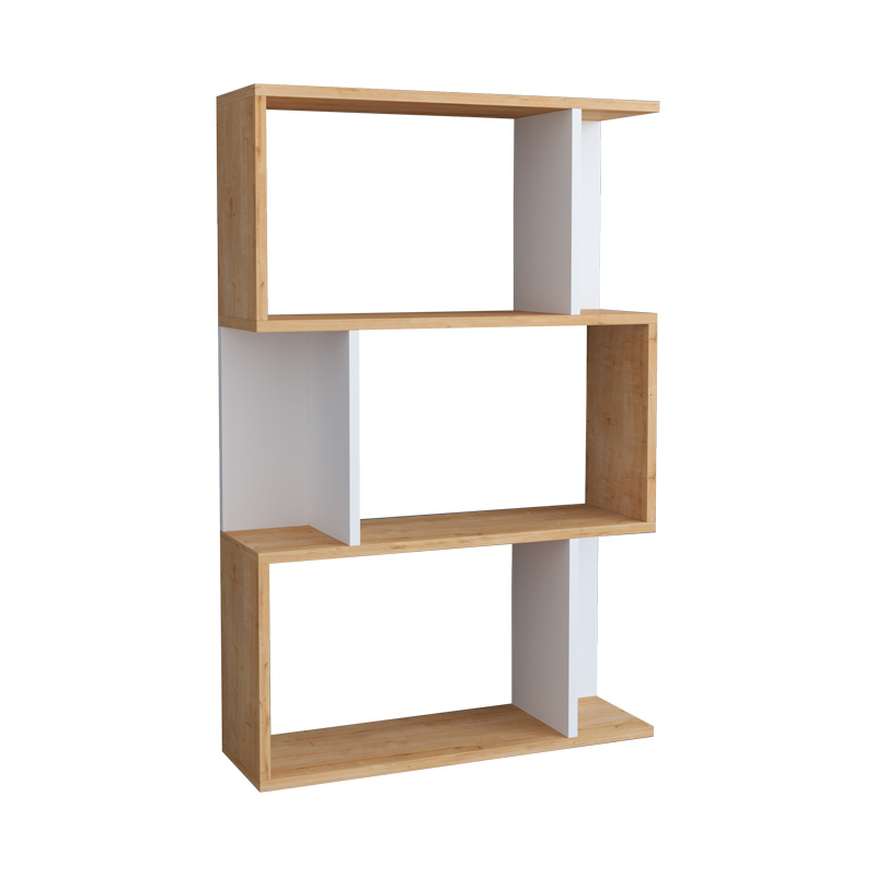 Βιβλιοθήκη Kadu pakoworld σε oak-λευκή απόχρωση 72x22x108εκ 1