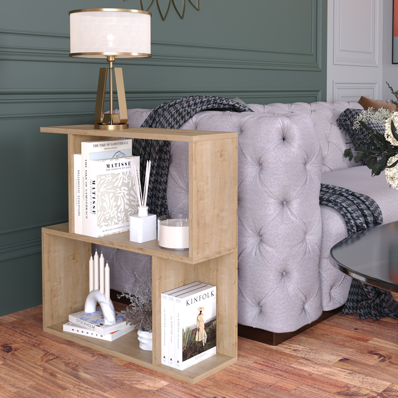 Βιβλιοθήκη-Ραφιέρα δαπέδου Kadu pakoworld σε oak απόχρωση 72x22x71εκ 1