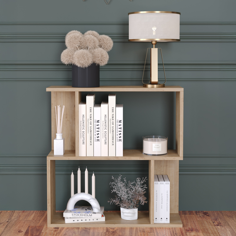 Βιβλιοθήκη-Ραφιέρα δαπέδου Kadu pakoworld σε oak απόχρωση 72x22x71εκ 2