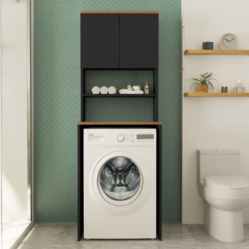 Έπιπλο πλυντηρίου Rano pakoworld ανθρακί-sonoma 65x60x184εκ 3