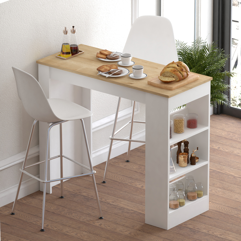 Τραπέζι μπαρ Riff pakoworld λευκό-sonoma 120x50x100εκ 2