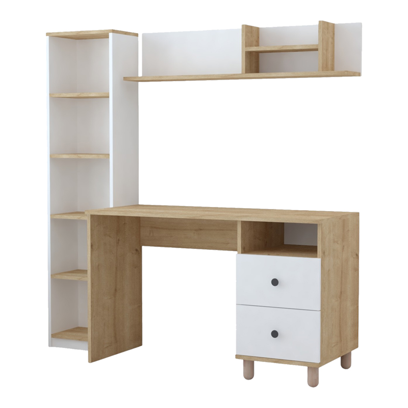 Σύνθεση γραφείου Kontor pakoworld sonoma-λευκό 160x50x162εκ 1