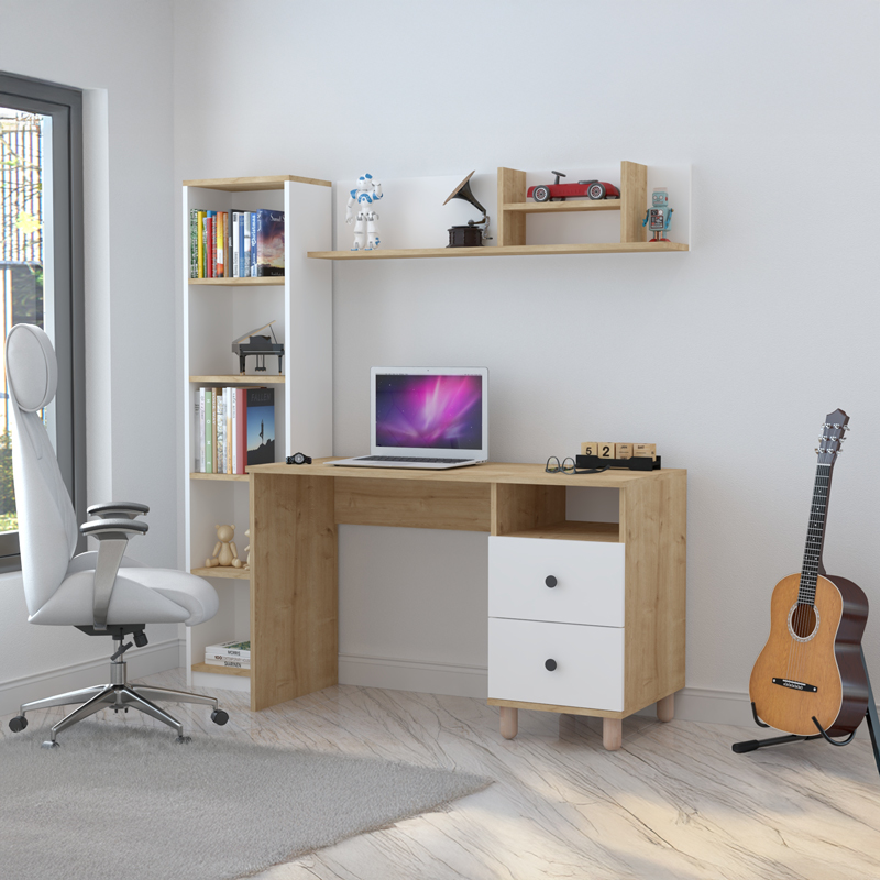 Σύνθεση γραφείου Kontor pakoworld sonoma-λευκό 160x50x162εκ 2