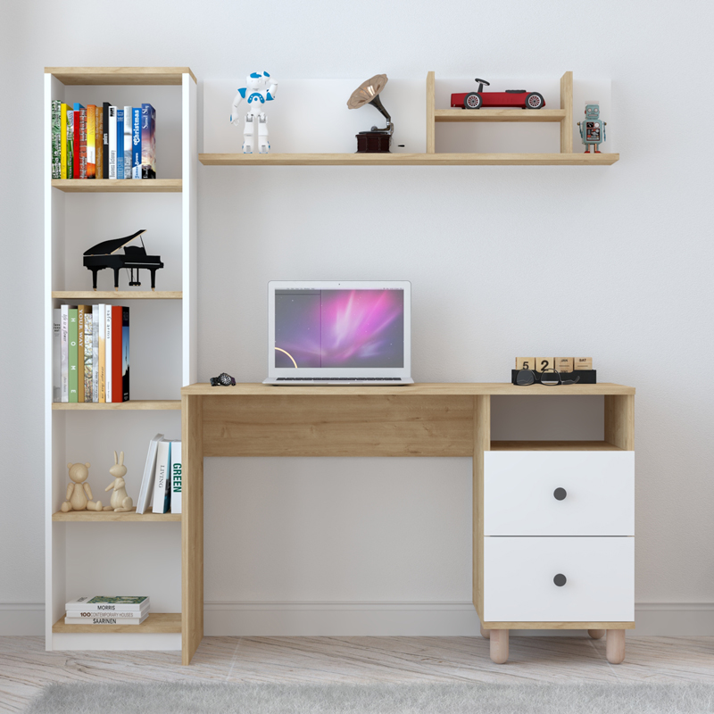 Σύνθεση γραφείου Kontor pakoworld sonoma-λευκό 160x50x162εκ 3