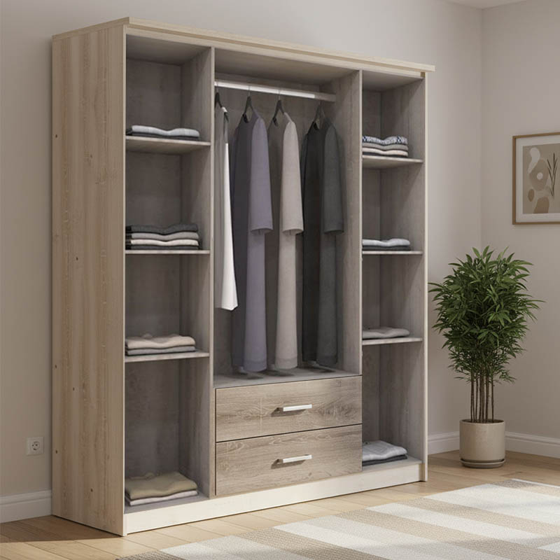 Ντουλάπα ρούχων τετράφυλλη OLYMPUS pakoworld χρώμα castillo-toro 159x57x183εκ 3