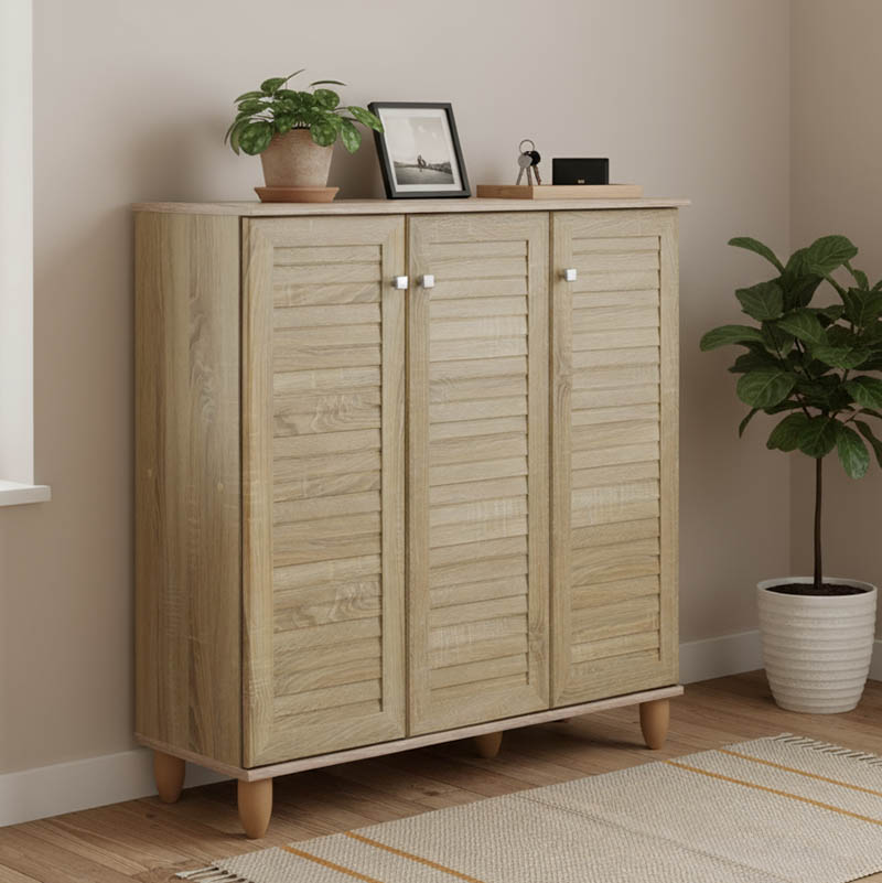 Παπουτσοθήκη-ντουλάπι SANTO pakoworld 16 ζεύγων χρώμα sonoma 89,5x34,5x91,5εκ 1