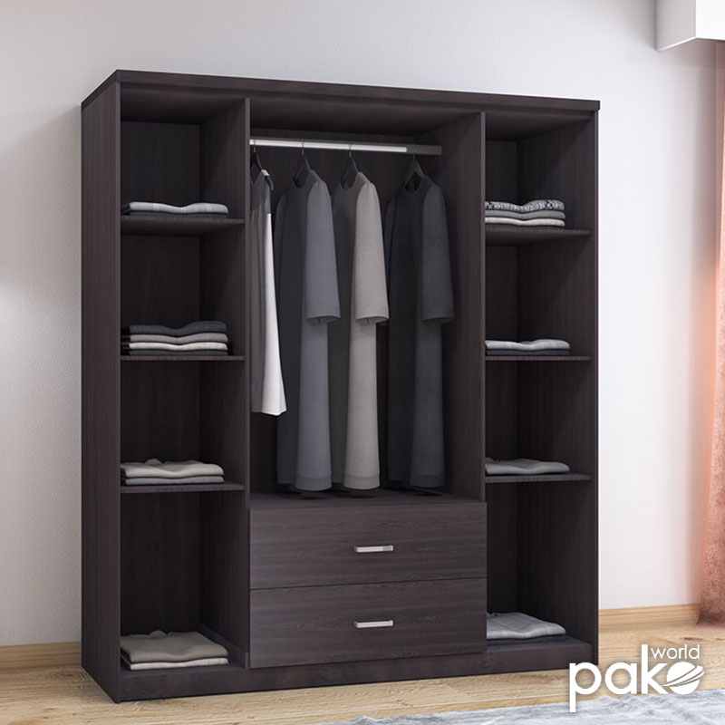 Ντουλάπα ρούχων τετράφυλλη OLYMPUS pakoworld χρώμα wenge 159x57x183εκ 2