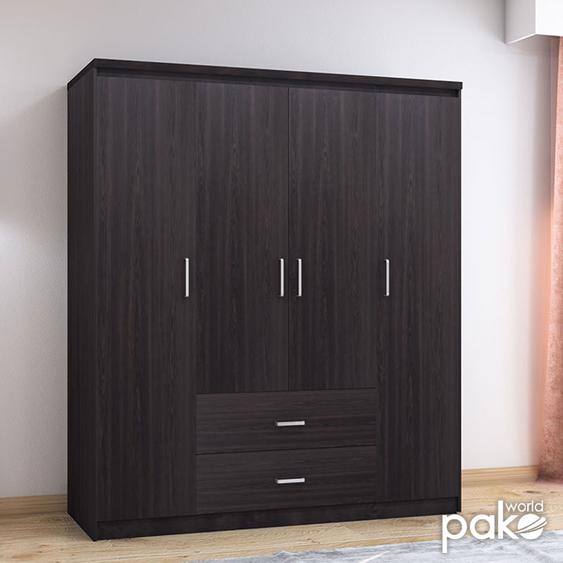 Ντουλάπα ρούχων τετράφυλλη OLYMPUS pakoworld χρώμα wenge 159x57x183εκ 3