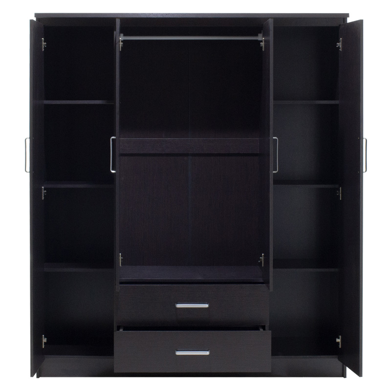 Ντουλάπα ρούχων τετράφυλλη OLYMPUS pakoworld χρώμα wenge 159x57x183εκ 4