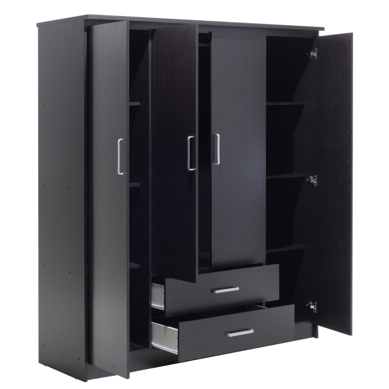 Ντουλάπα ρούχων τετράφυλλη OLYMPUS pakoworld χρώμα wenge 159x57x183εκ 5