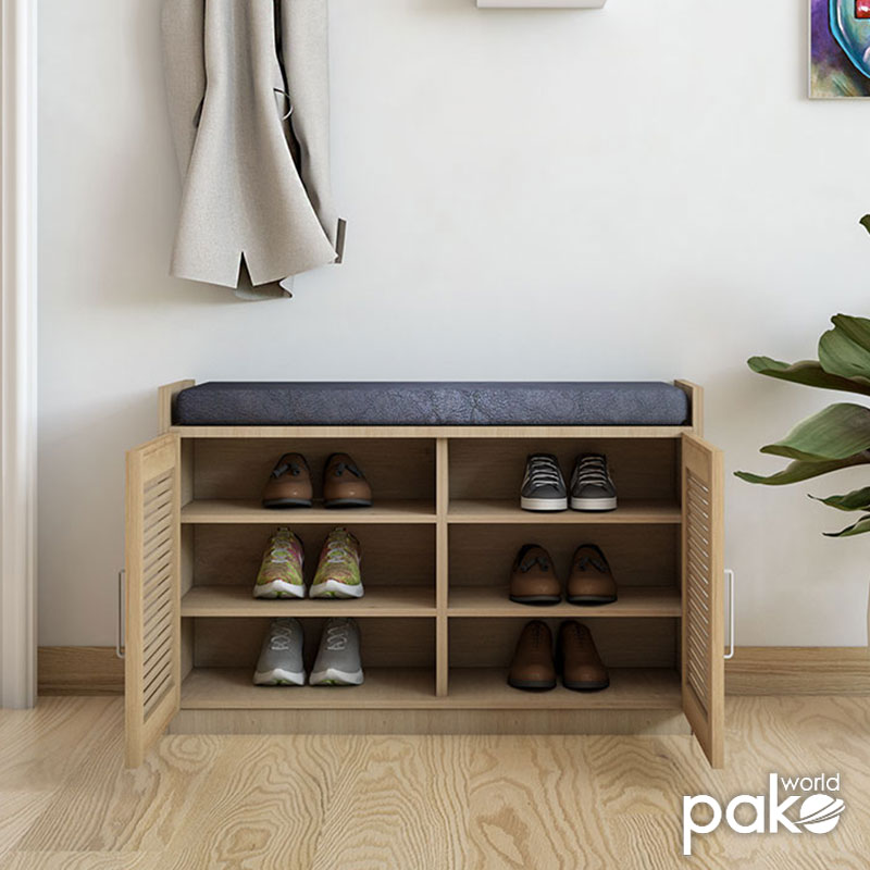 Παπουτσοθήκη-Σκαμπό Crispy pakoworld 9 ζεύγων χρώμα sonoma με μαξιλάρι 94x34,5x60εκ 3