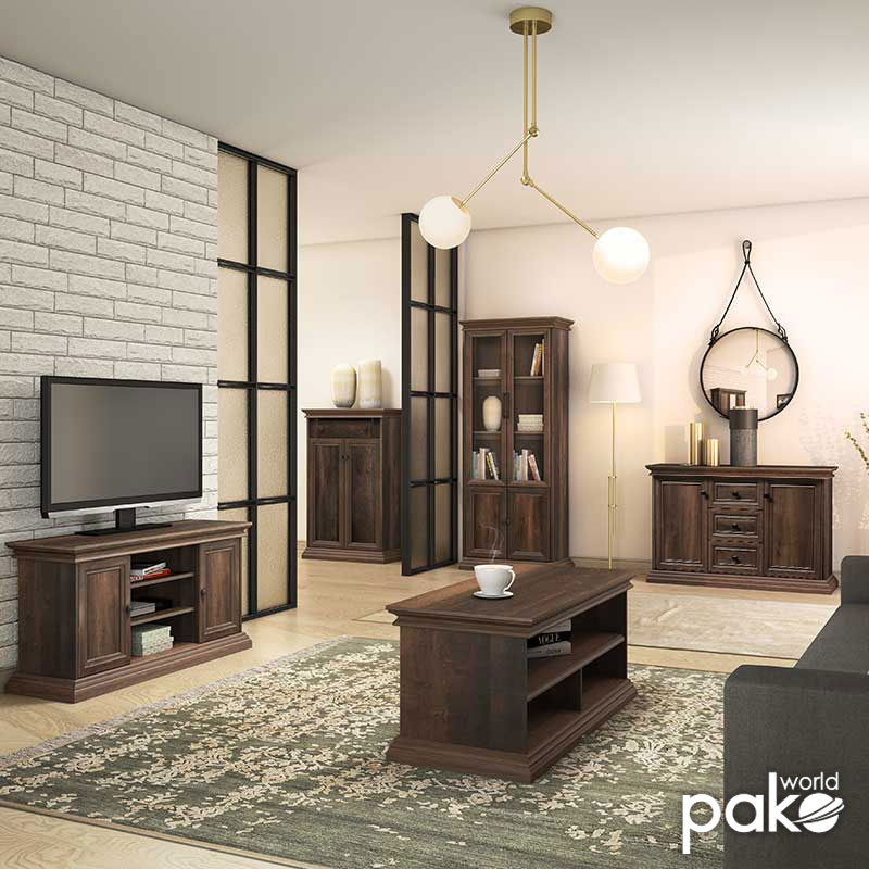 Έπιπλο τηλεόρασης Mozart pakoworld χρώμα καρυδί 121x40x65εκ 3