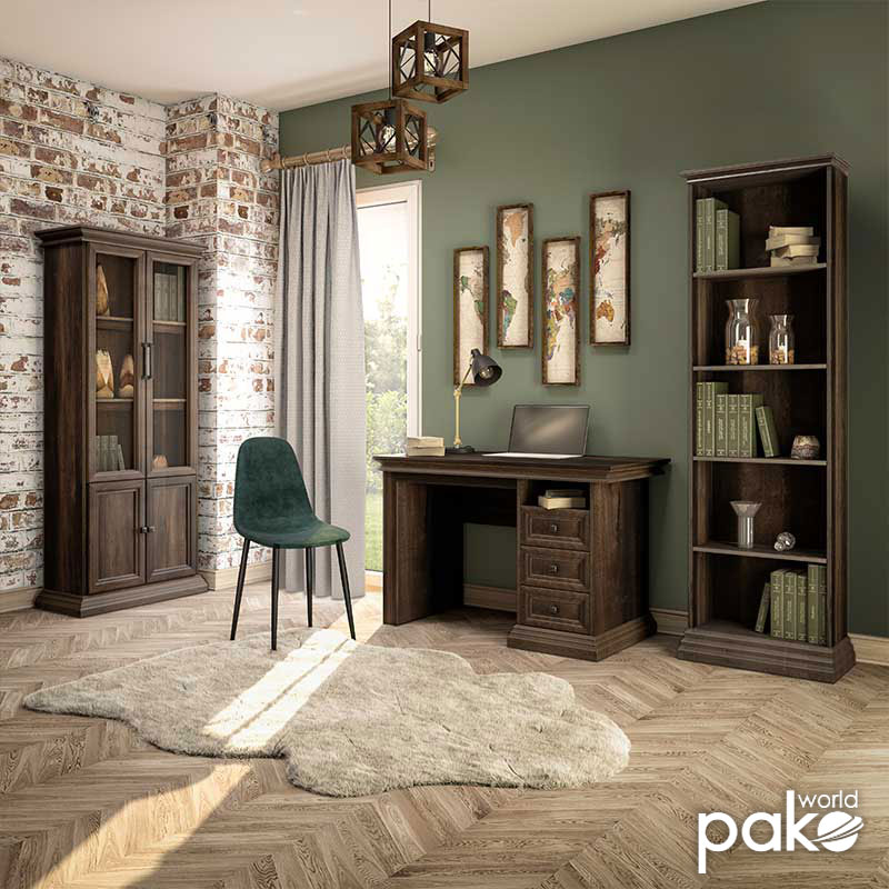 Βιβλιοθήκη Mozart pakoworld χρώμα καρυδί 60x34,5x202,5εκ 3