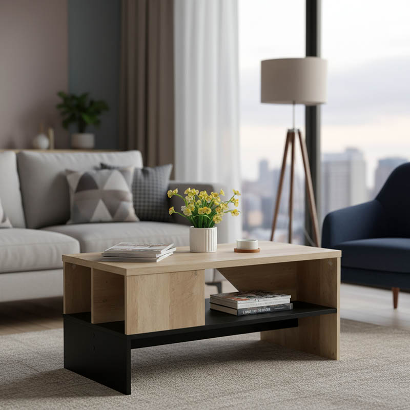 Τραπέζι σαλονιού Naya pakoworld sonoma-ανθρακί 93x46x43εκ 1