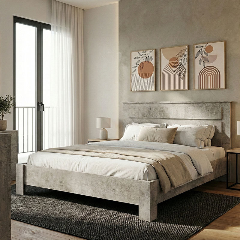 Κρεβάτι διπλό OLYMPUS pakoworld σε antique ανθρακί απόχρωση 160x200εκ 1