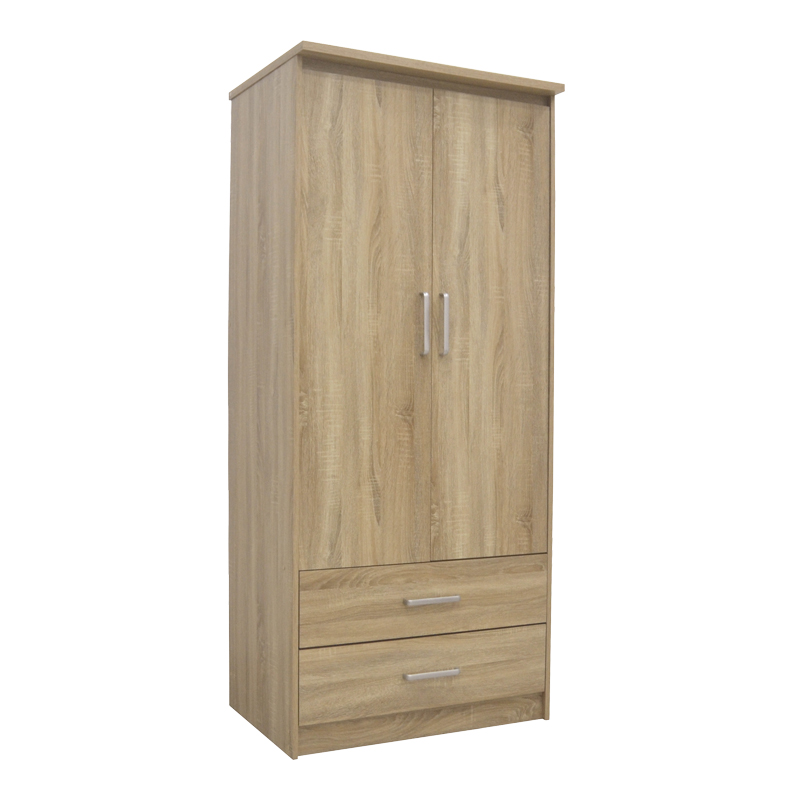 Ντουλάπα ρούχων δίφυλλη OLYMPUS pakoworld σε sonoma απόχρωση 81x57x183εκ 1