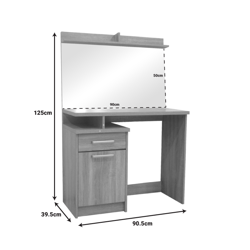 Τουαλέτα κρεβατοκάμαρας Olympus pakoworld με καθρέπτη και σκαμπό σε sonoma απόχρωση 90.5x39.5x75εκ 5