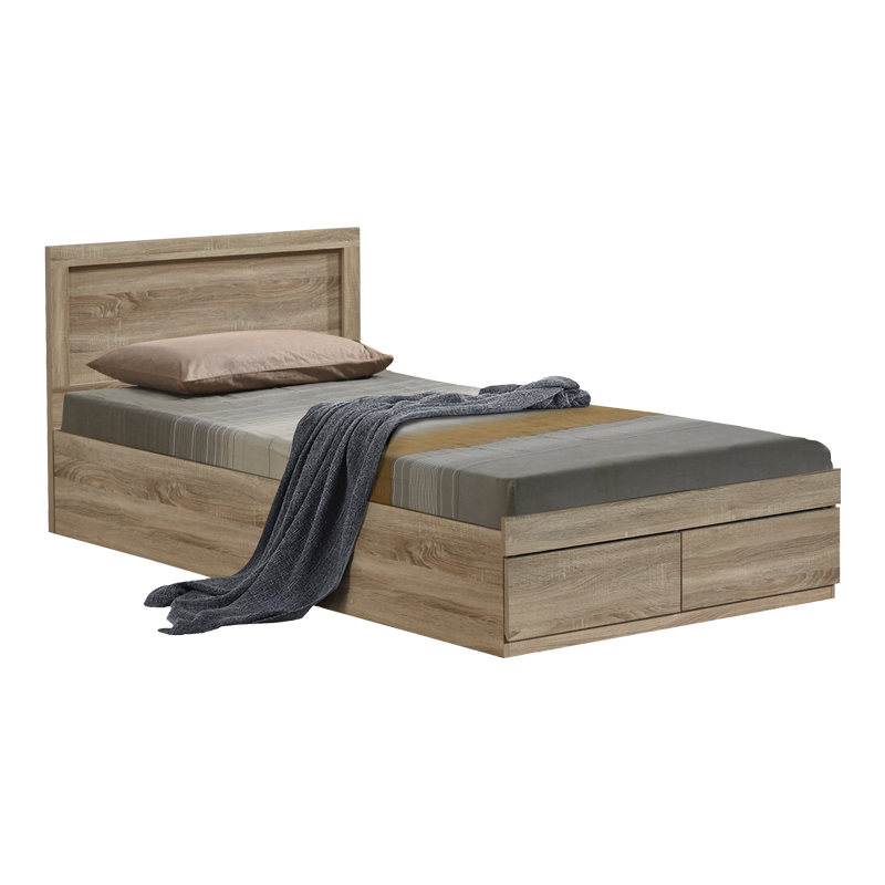 Κρεβάτι Olympus pakoworld με συρτάρι σε sonoma απόχρωση 120x200εκ 2