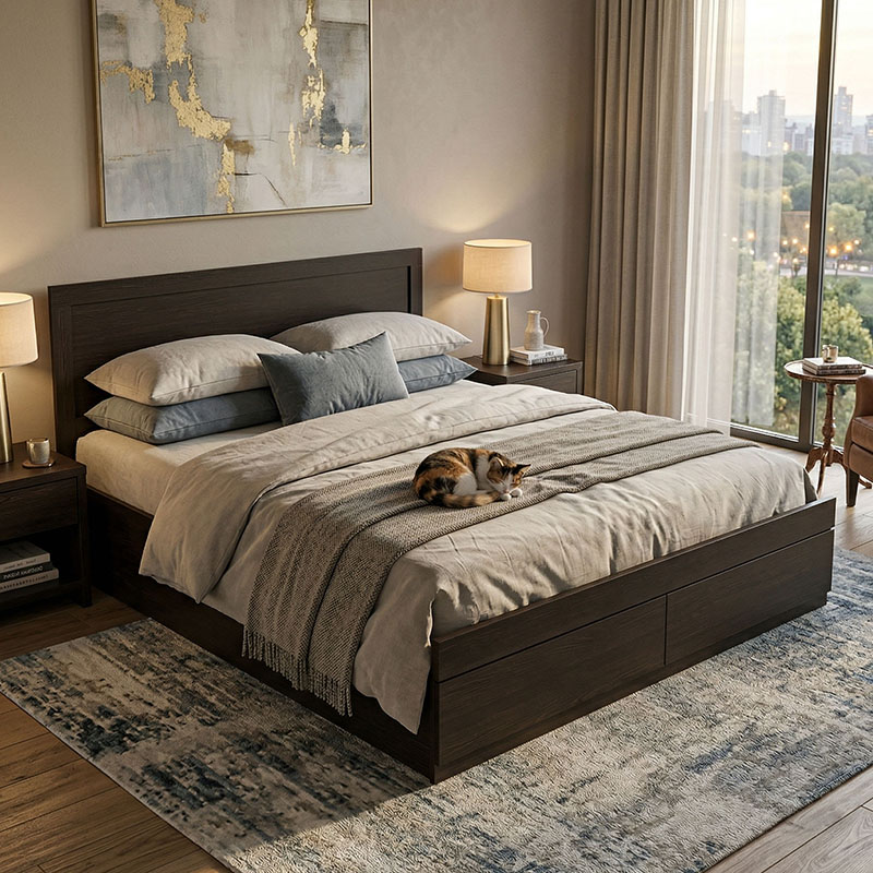 Κρεβάτι Olympus pakoworld με συρτάρι σε wenge απόχρωση 150x200εκ 1