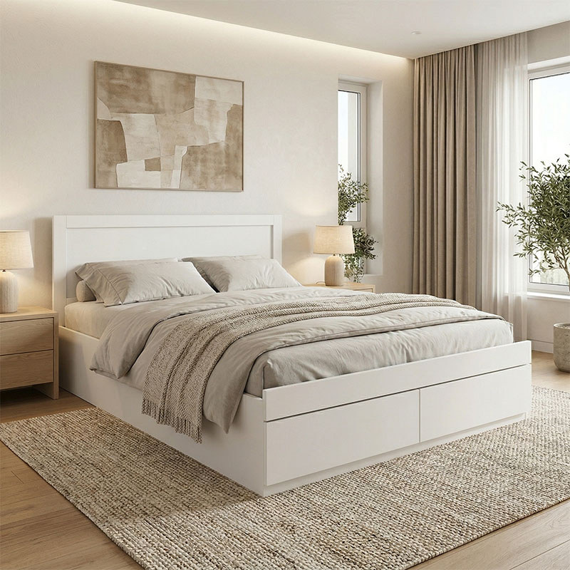 Κρεβάτι Olympus pakoworld με συρτάρι σε λευκή απόχρωση 150x200εκ 1