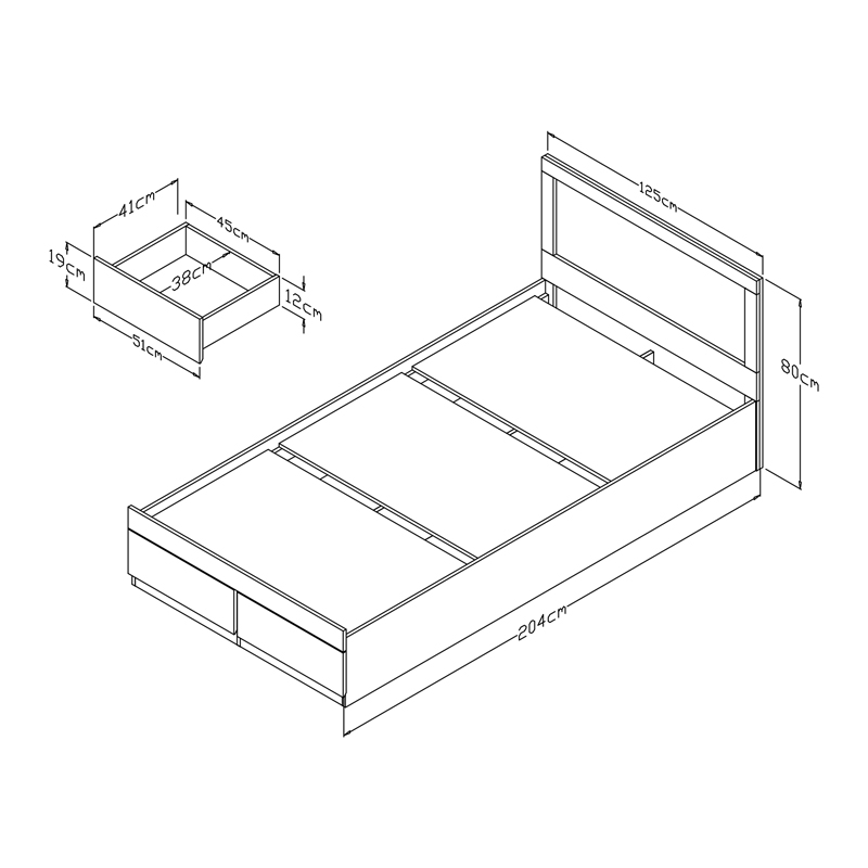 Κρεβάτι Olympus pakoworld με συρτάρι σε λευκή απόχρωση 120x200εκ 7