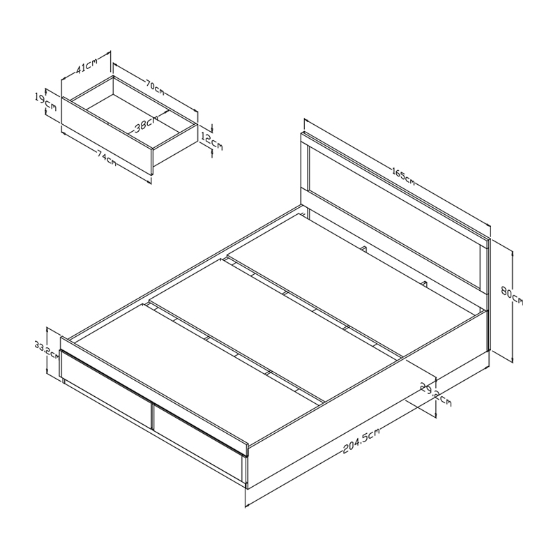 Κρεβάτι Olympus pakoworld με συρτάρι σε λευκή απόχρωση 160x200εκ 7