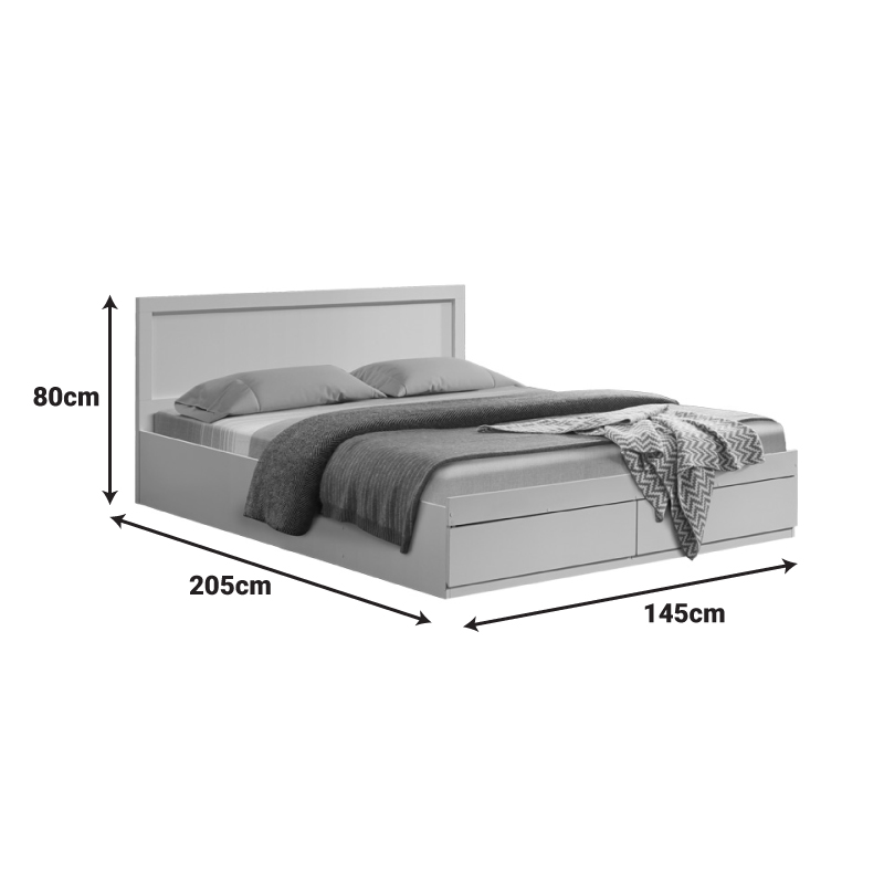 Κρεβάτι Olympus pakoworld με συρτάρι σε λευκή απόχρωση 140x200εκ 6