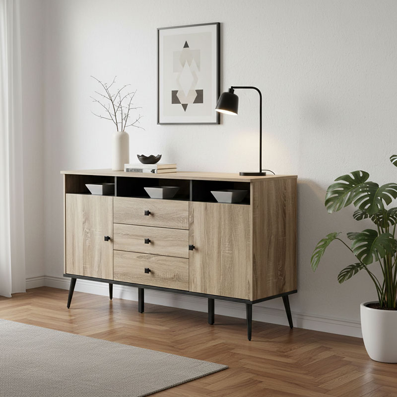 Μπουφές Zezan pakoworld σε sonoma-ανθρακί απόχρωση 140.5x41.5x80εκ 1