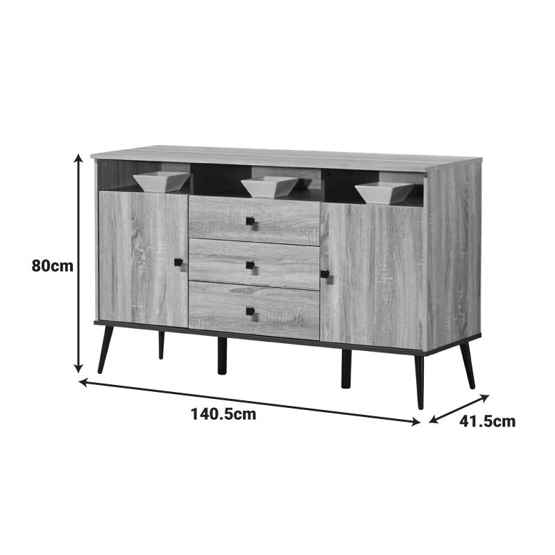 Μπουφές Zezan pakoworld σε sonoma-ανθρακί απόχρωση 140.5x41.5x80εκ 5