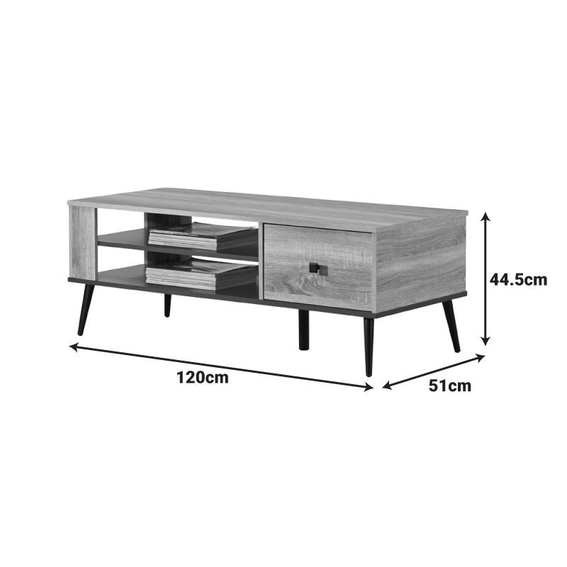 Τραπέζι σαλονιού Zezan pakoworld σε sonoma-ανθρακί απόχρωση 120x51x44.5εκ 5