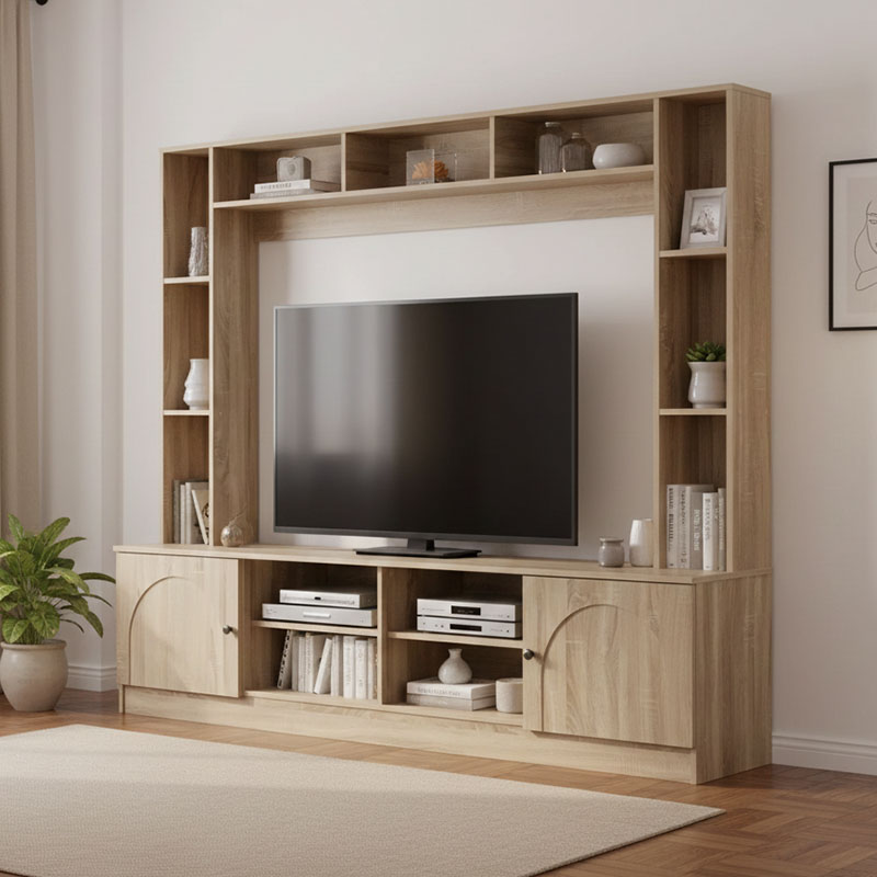 Σύνθετο σαλονιού Ambera pakoworld σε sonoma απόχρωση 200x40x171.5εκ 1